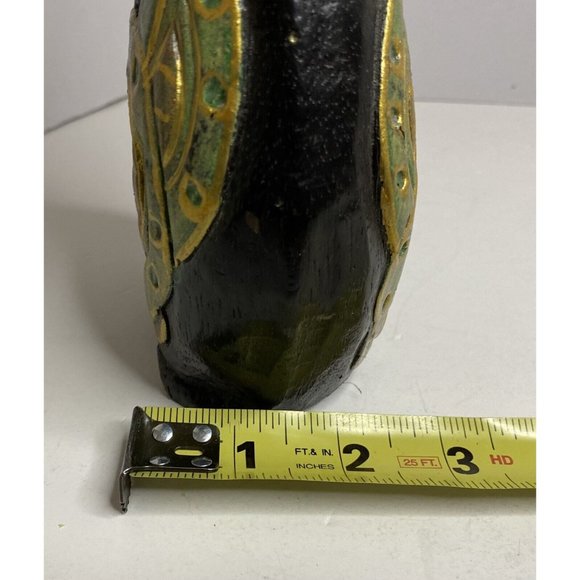 Hand Painted Carved Wooden Elephant Figurine Statue Rustic Hand Primitif Asian - Picture 10 of 13